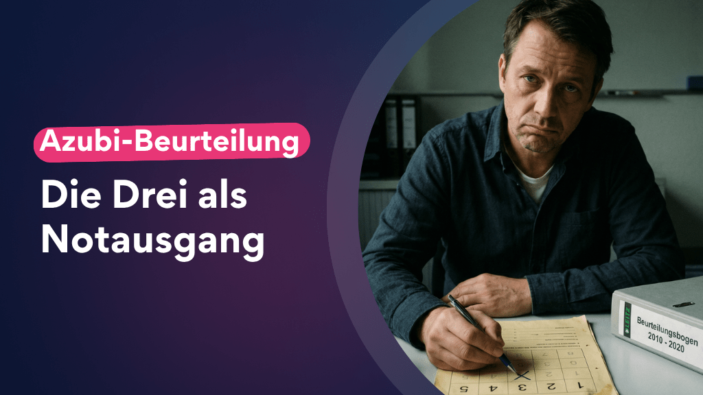 Beurteilungsbogen Ausbildung – die Drei als Notausgang