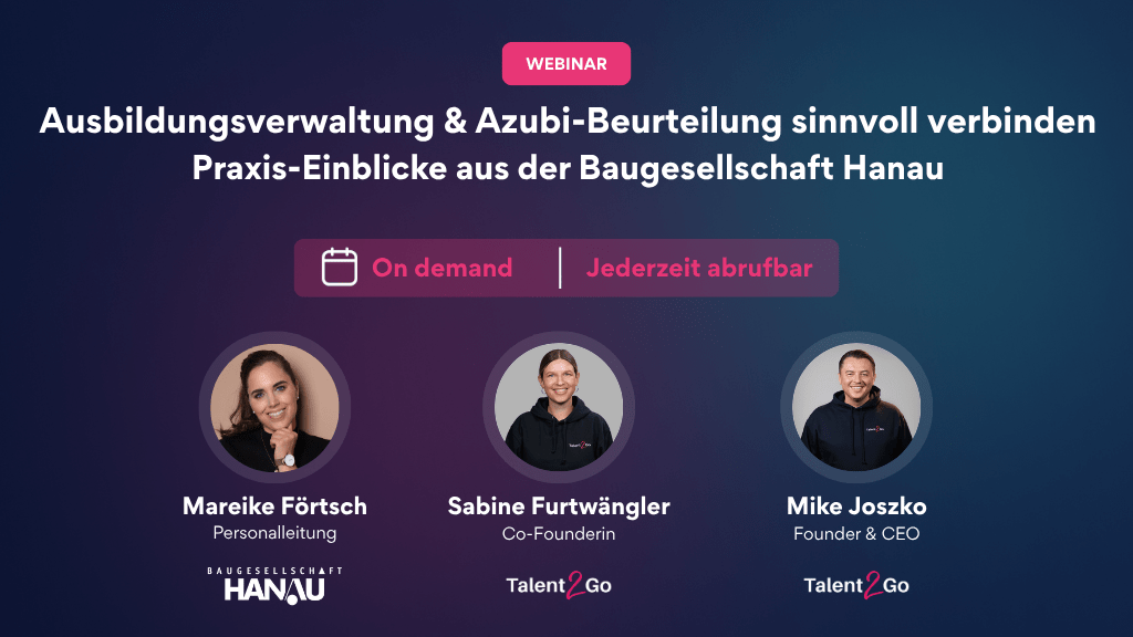 Webinar: Ausbildungsverwaltung & Azubi-Beurteilung Baugesellschaft Hanau
