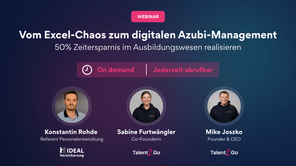 Webinar: Vom Excel-Chaos zum digitalen Azubi-Management: 50% Zeitersparnis im Ausbildungswesen realisieren