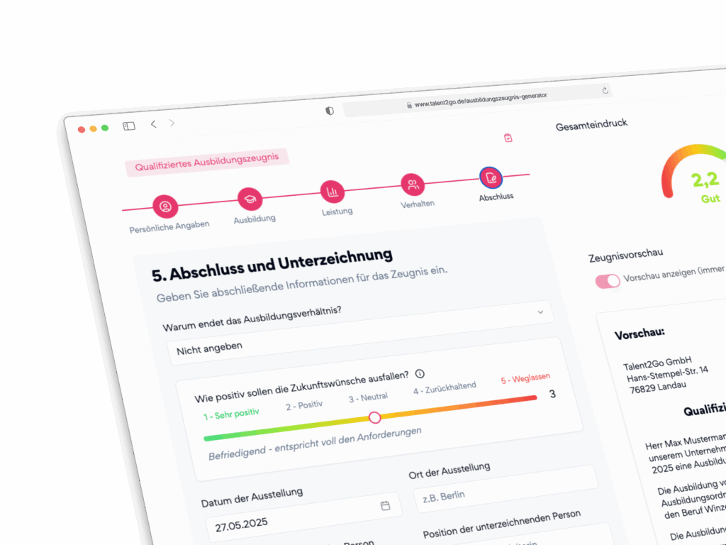 Ausbildungszeugnis-Generator