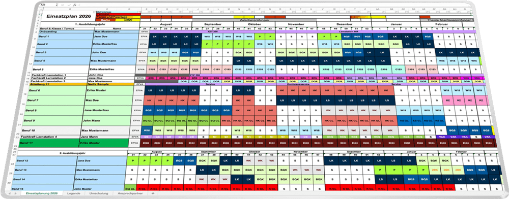Ausbildungsplanung mit Excel