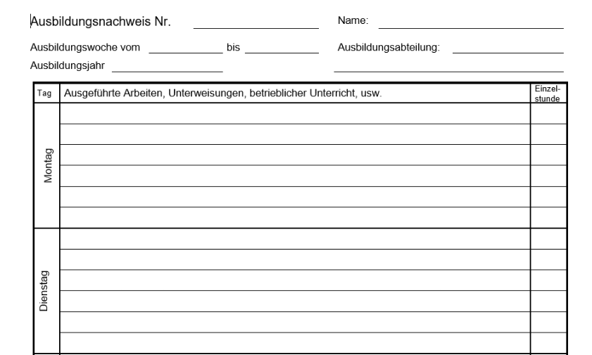 Berichtsheft Vorlage Beispiel IHK